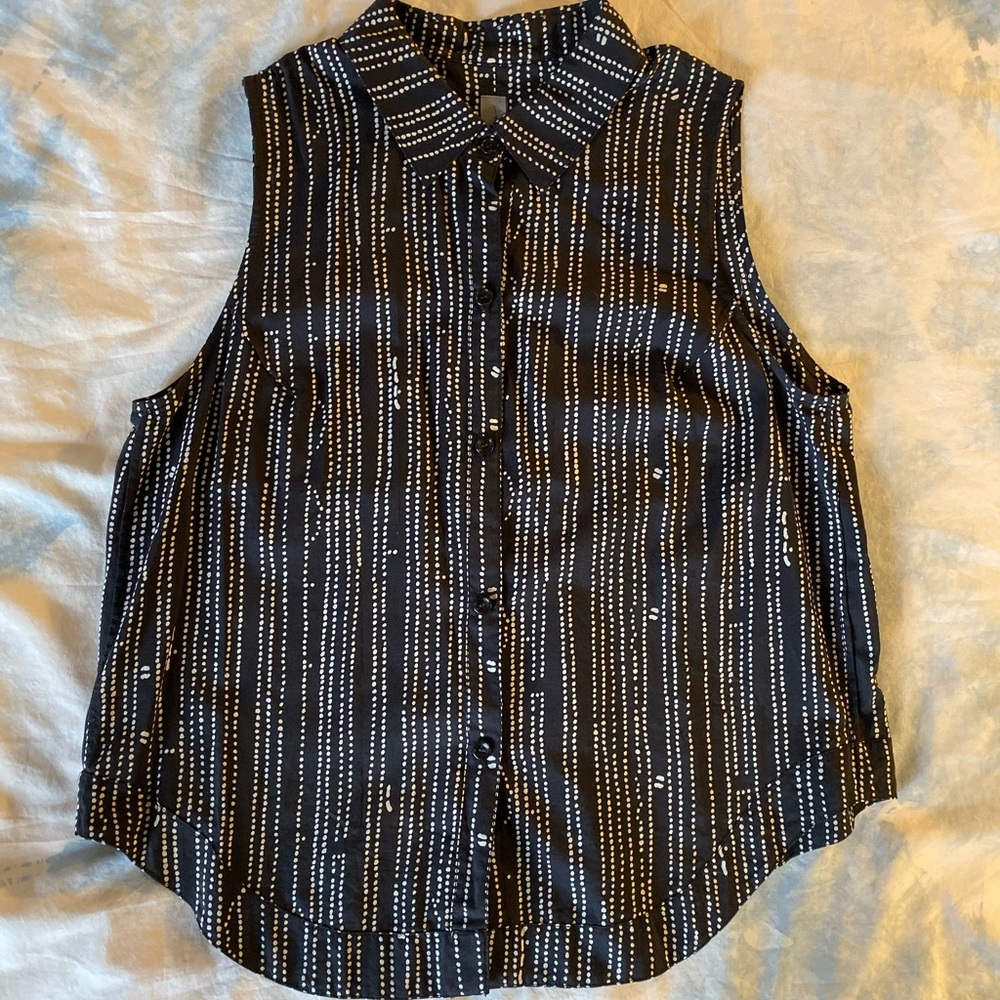 Raquel Allegra Printed Sleeveless Tank Button Up sz 0